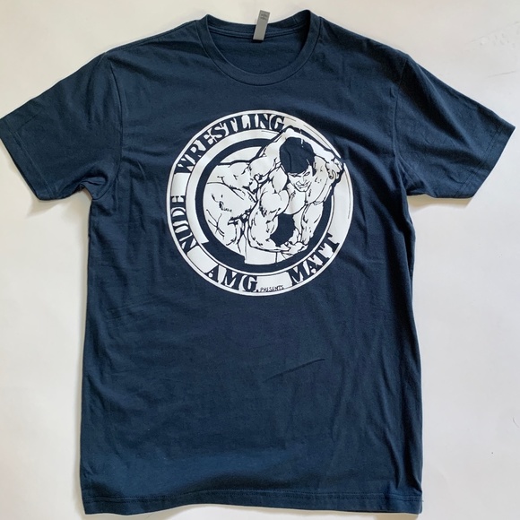 AMG Nude Wrestling Presents Matt!  HTV on Dark Blue 100% Cotton Next Level T - Picture 1 of 10